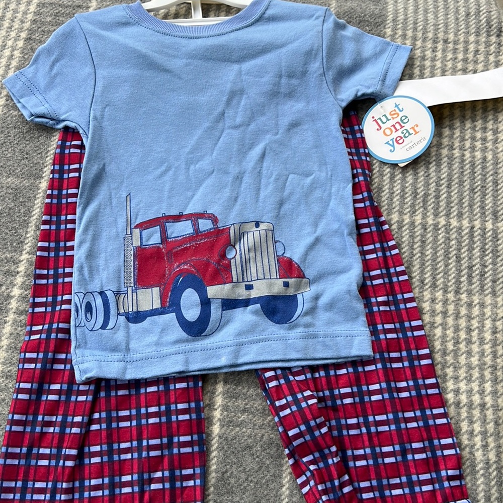 Boys Two piece checkered truck pajama set ~ size 2 Toddler NWT